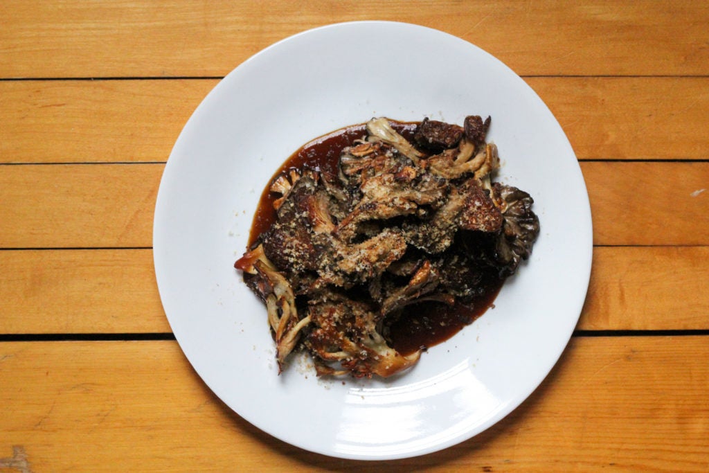 Pan Roasted Wild Mushrooms with Coffee and Hazelnuts