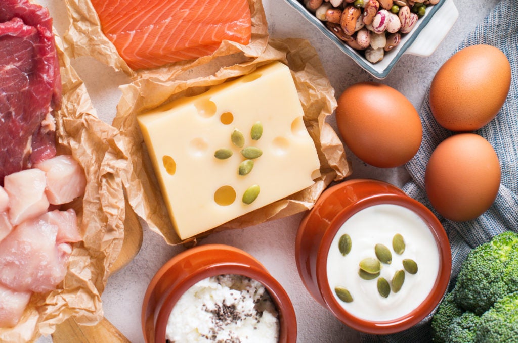 Foods high in the essential nutrient choline, including poultry, beef, cottage cheese, yogurt, eggs, beans, and cruciferous vegetables like broccoli.